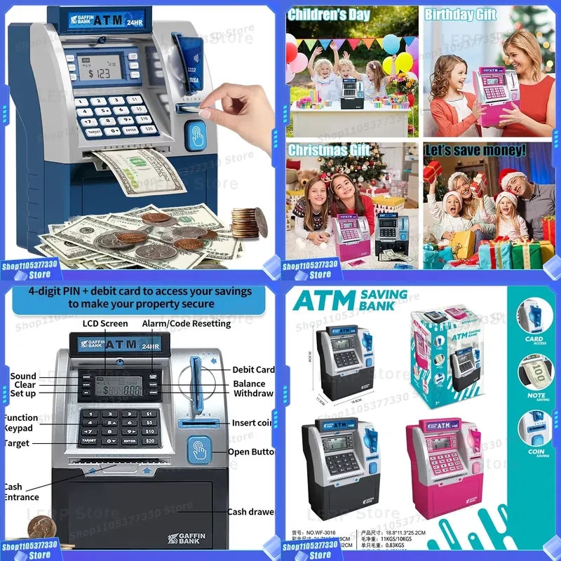 Kids Education Savings - Electric Mini ATM Bank Toy For