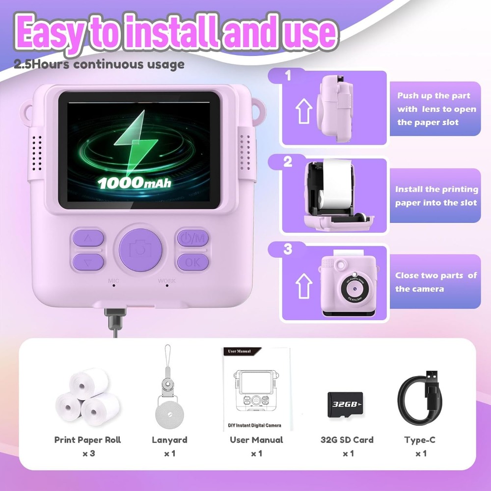 Instant Print Camera for Kids, - Kids Education Card review and price