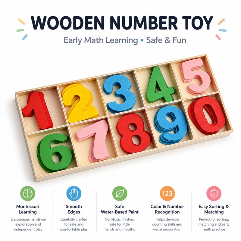 Wooden Number Set Craft Digits - Kids Education Name review and price